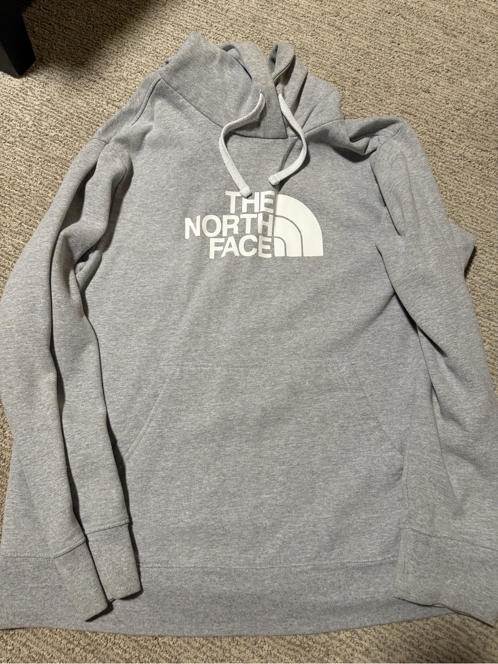 The North Face Men's Light Gray Pullover Hoodie with White Logo